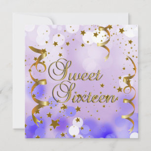 Invitation Fête d'anniversaire Sweet Sixteen 16 ans étoiles v