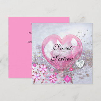Invitation Fête d'anniversaire SWEET SIXTEEN 16 ans Rose