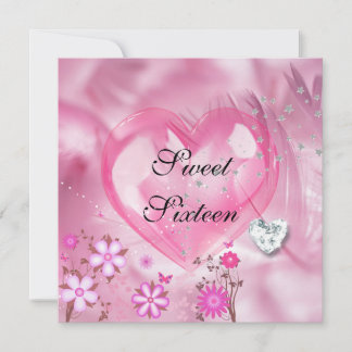 Invitation Fête d'anniversaire SWEET SIXTEEN 16 ans Rose