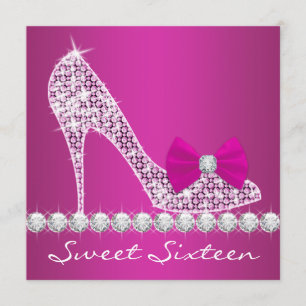 Invitation Fête d'anniversaire Sweet Sixteen avec des talons 