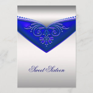 Invitation Fête d'anniversaire Sweet Sixteen Bleu Royal Ivoir