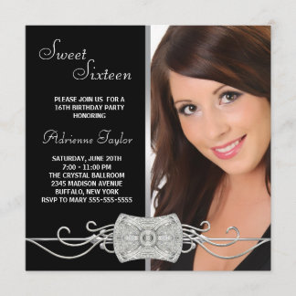 Invitation Fête d'anniversaire Sweet Sixteen Diamant Argent N