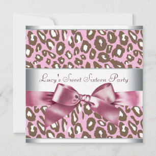 Invitation Fête d'anniversaire Sweet Sixteen Léopard Rose Mar