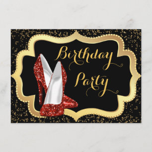 Invitation Fête d'anniversaire Talon Rouge Féminin