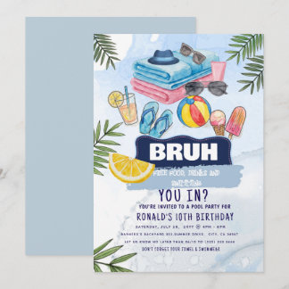 Invitation Fête d'anniversaire tendance d'été à la piscine 