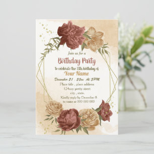 Invitation fête d'anniversaire terre terre fleurie