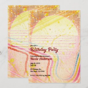 Invitation Fête d'anniversaire thème rétro vintage années 80 