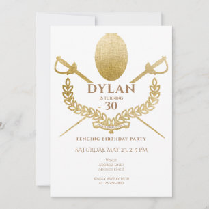 Invitation Fête d'anniversaire Tournoi d'escrime Foil Épée Sa