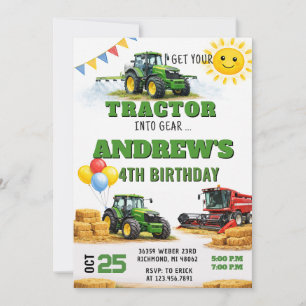 Invitation Fête d'anniversaire tracteur de ranch personnel