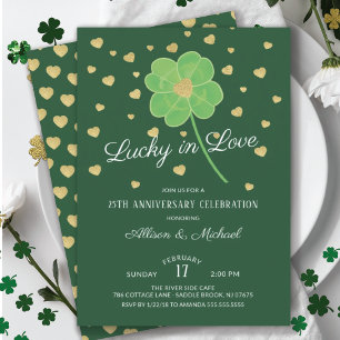 Invitation Fête d'anniversaire trèfle Chanceux en amour