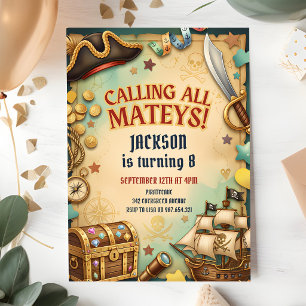 Invitation Fête d'anniversaire Trésor de pirate pour tous les