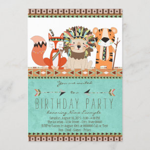 Invitation Fête d'anniversaire tribale de Boho des enfants