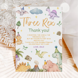 Invitation Fête d'anniversaire Trois Rex Dinosaure 3 ans