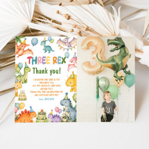 Invitation Fête d'anniversaire Trois Rex Dinosaure 3 ans