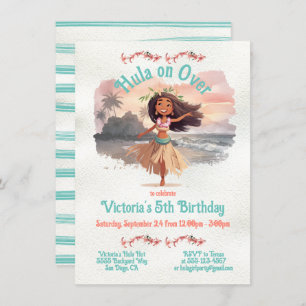 Invitation Fête d'Anniversaire Tropical Hula