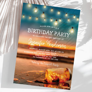 Invitation Fête d'anniversaire Tropical Sunset Beach