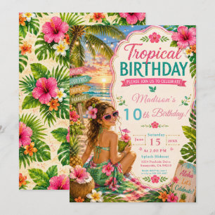 Invitation Fête d'anniversaire tropicale