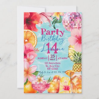 Invitation Fête d'anniversaire tropicale estivale au bord de
