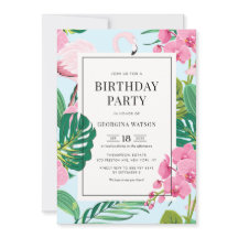 Fête d'anniversaire tropicale Flamant rose et Orch
