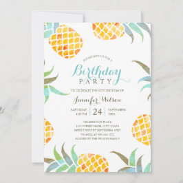 Invitation Fête d'anniversaire tropicale Plage d'ananas
