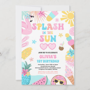 Invitation Fête d'anniversaire tropicale Splash In The Sun su