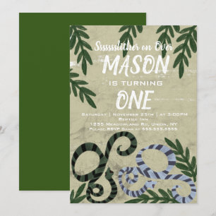 Invitation Fête d'anniversaire tropicale Zoo Serpent Reptile