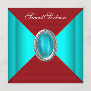 Invitation Fête d'anniversaire turquoise de sweet sixteen de