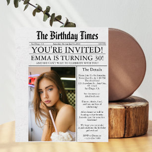 Invitation Fête d'anniversaire unique de 30 ans avec photo su