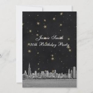 Invitation Fête d'anniversaire V de la skyline de Chicago en 