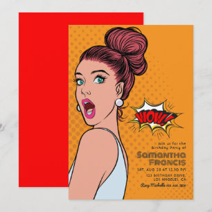 Invitation Fête d'anniversaire Vibrante Rétro Pop Art