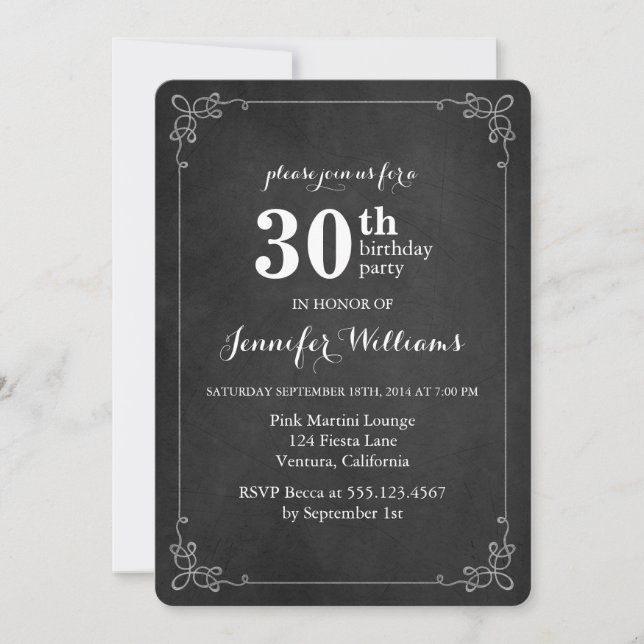 Invitation Fête d'anniversaire vintage de tableau de cadre de (Devant)