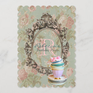 Invitation fête d'anniversaire vintage florale anglaise