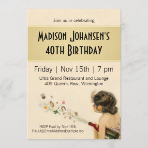 Invitation Fête d'anniversaire vintage Nouveau