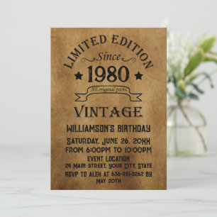 Invitation Fête d'anniversaire vintage personnalisée