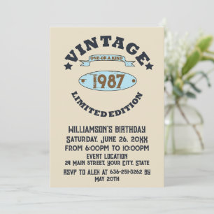 Invitation Fête d'anniversaire vintage personnalisée