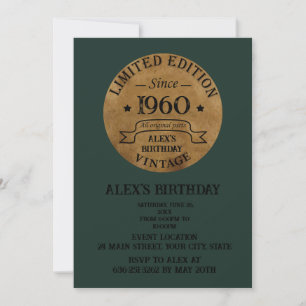 Invitation Fête d'anniversaire vintage personnalisée