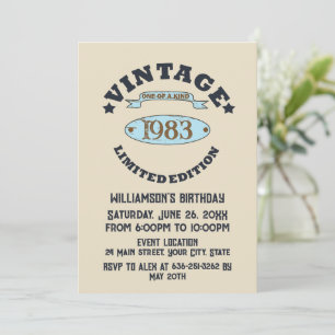 Invitation Fête d'anniversaire vintage personnalisée