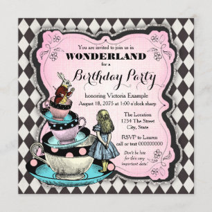Invitation Fête d'anniversaire Vintage Wonderland
