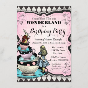Invitation Fête d'anniversaire Vintage Wonderland
