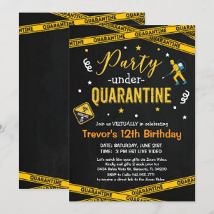 Invitation Fête d'anniversaire virtuelle de quarantaine pour