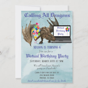 Invitation Fête d'anniversaire virtuelle Dragon Wyvern