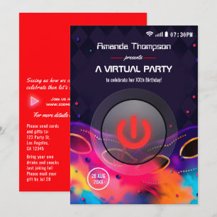 Invitation Fête d'anniversaire virtuelle Glow