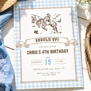 Invitation Fête d'anniversaire Western Cowboy Saddle Up