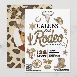 Invitation Fête d'anniversaire western rodeo vintage Far West
