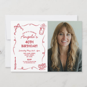 Invitation Fête d'anniversaire Whimsical Main tiré photo