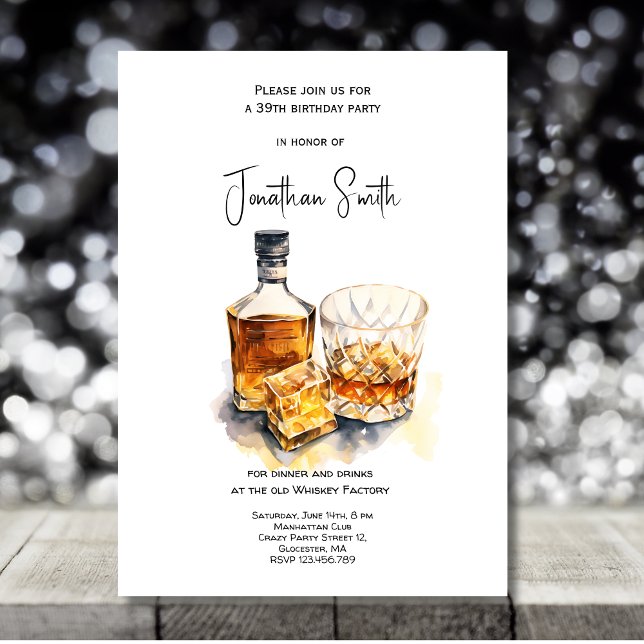 Invitation Fête d'anniversaire Whiskey (Créateur téléchargé)