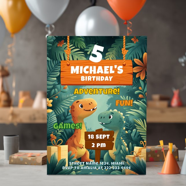 Invitation Fête d'anniversaire Wild Dino Adventure (Créateur téléchargé)