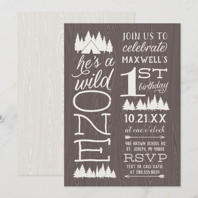 Invitation Fête d'anniversaire Wild One pour le 1er anniversa (Devant / Derrière)