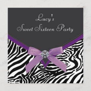 Invitation Fête d'anniversaire Zèbre Violet