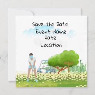 Invitation Fête d'annonce de mariage de golf pour femme golfe